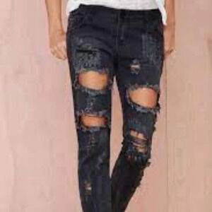 One Teaspoon Trashed Free Birds in Vintage Black with Ankle Zips - Size 2 (US)